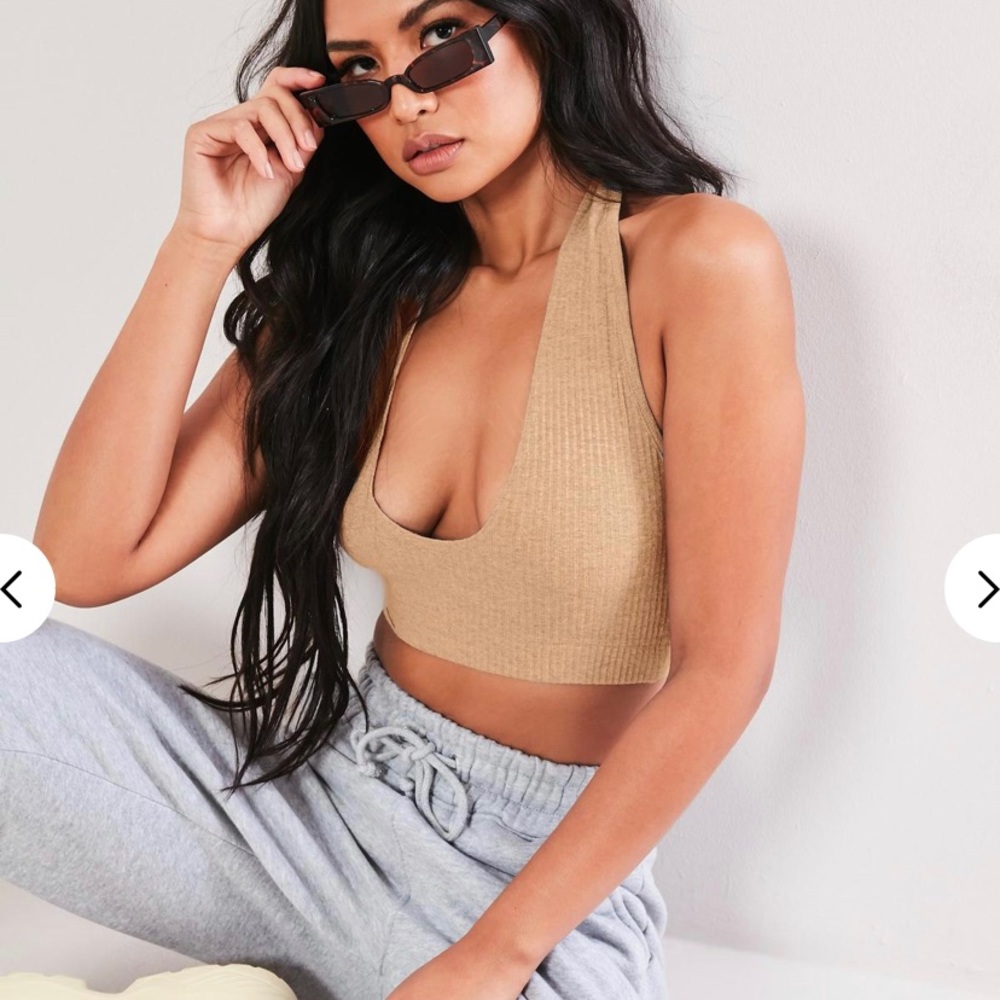 Missguided camel rib halterneck bralette 0